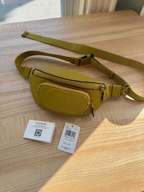 Authentic Coach Sprint Belt Bag 24" Signature Leather - Chartreuse Color